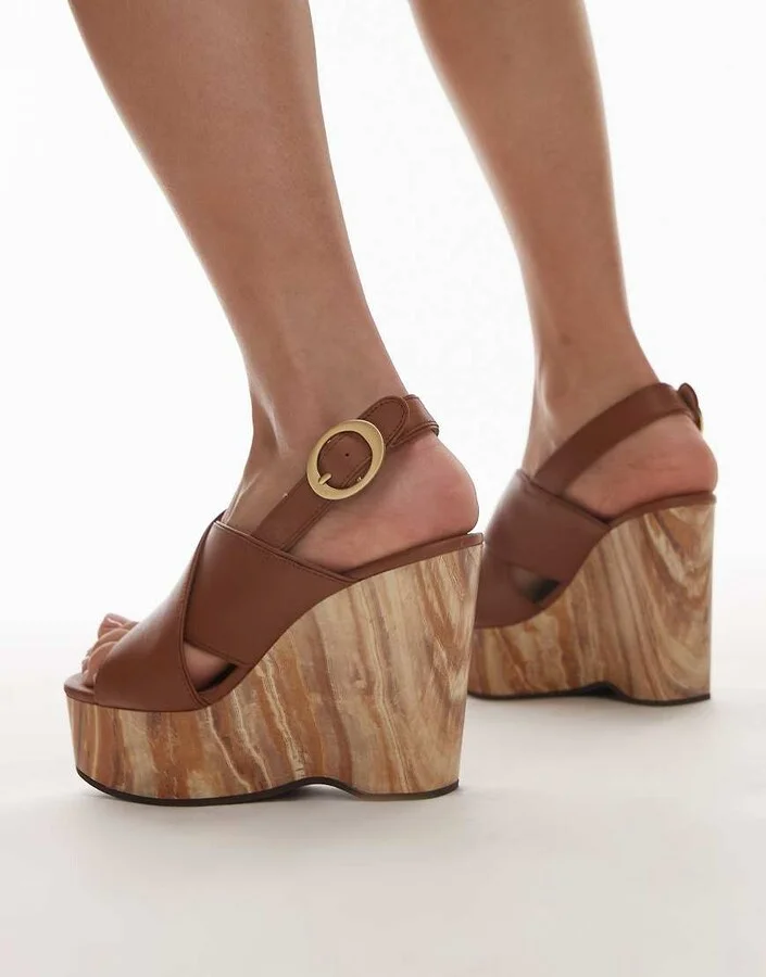 & Other Stories wooden wedges in brown - Image 3