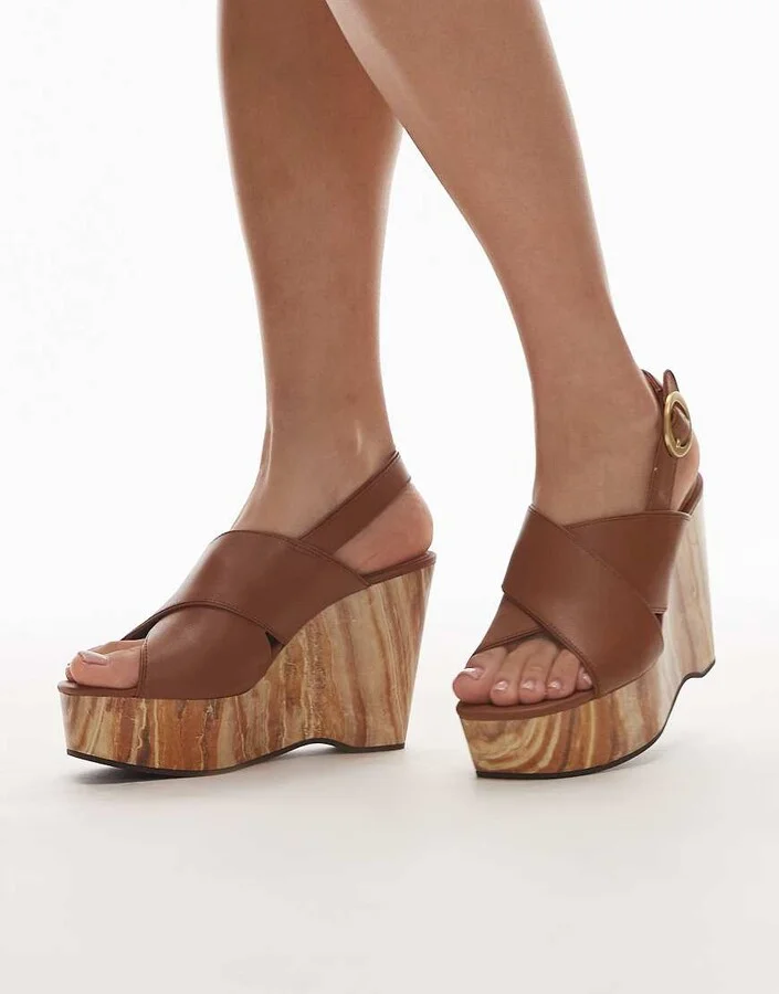 & Other Stories wooden wedges in brown