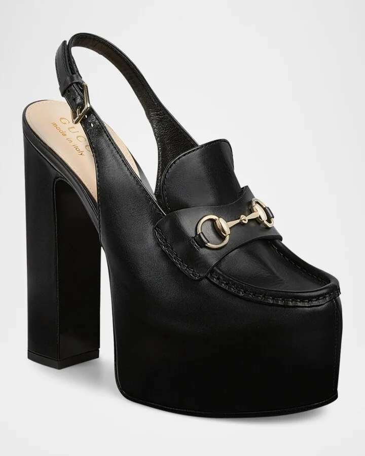 Ottavia Leather Platform Loafer Pumps - Image 3