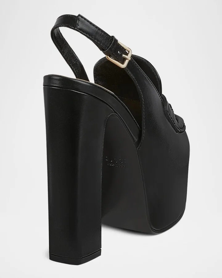 Ottavia Leather Platform Loafer Pumps - Image 5