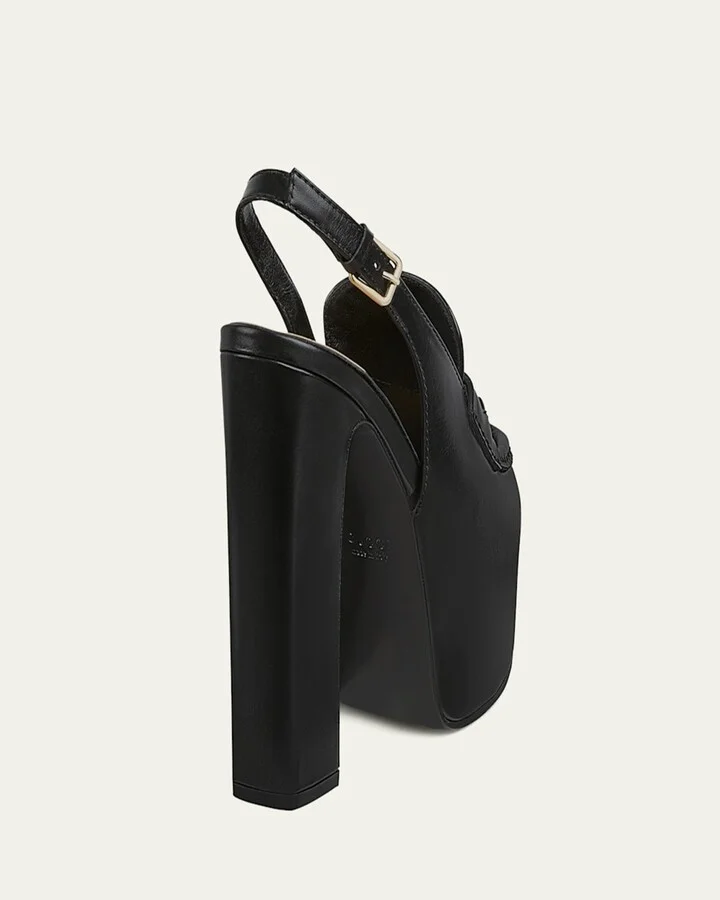 Ottavia Leather Platform Loafer Pumps - Image 4