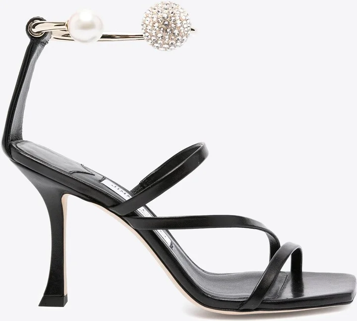 Ottilia 90 Crystal-Embellished Sandals in Nappa Leather