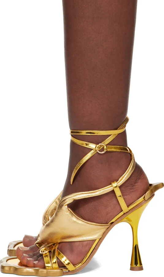 Ottolinger Gold Flower Heeled Sandals - Image 3