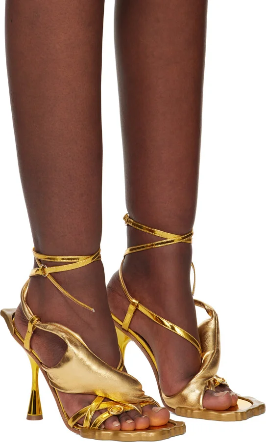 Ottolinger Gold Flower Heeled Sandals - Image 4