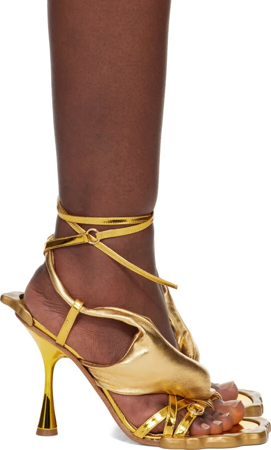 Ottolinger Gold Flower Heeled Sandals