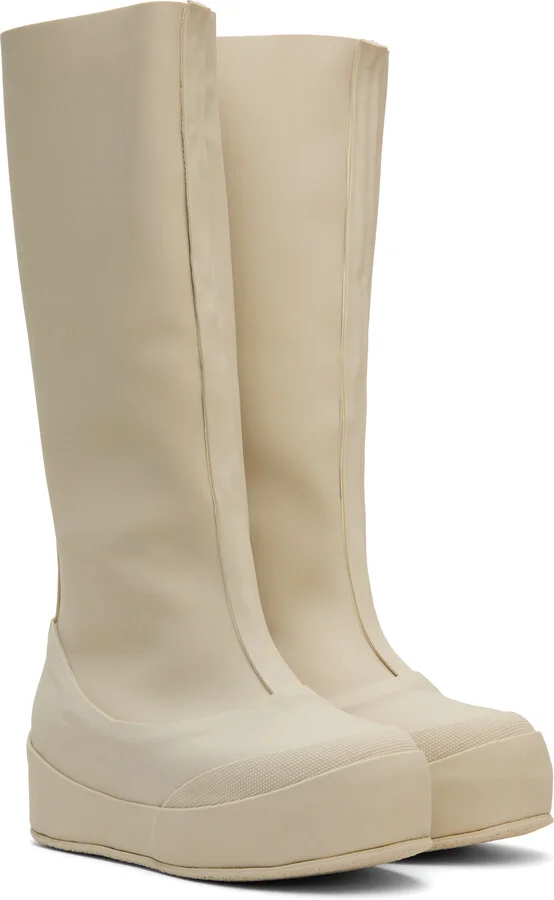 Ottolinger Off-White Rubber Tall Boots - Image 4