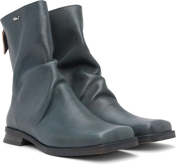 OUR LEGACY Blue Blunt Boots - Image 4