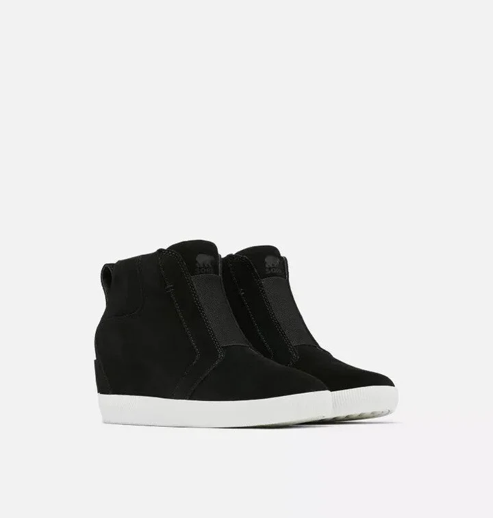 Out N About Women's 9.5 Black Suede Pull On Waterproof Wedge Boots KHD2534