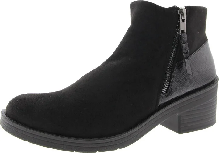 Outgoing Womens Faux Suede Snake Print Ankle Boots
