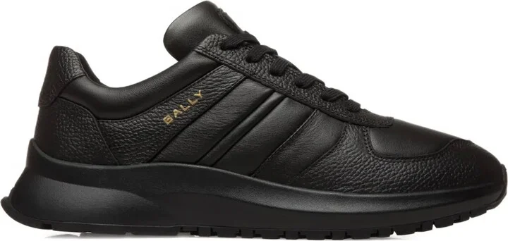 Outline grained leather ribbon sneakers