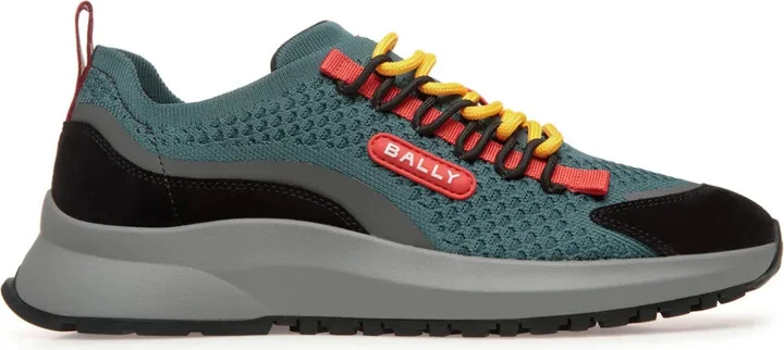 Outline mesh logo-patch sneakers