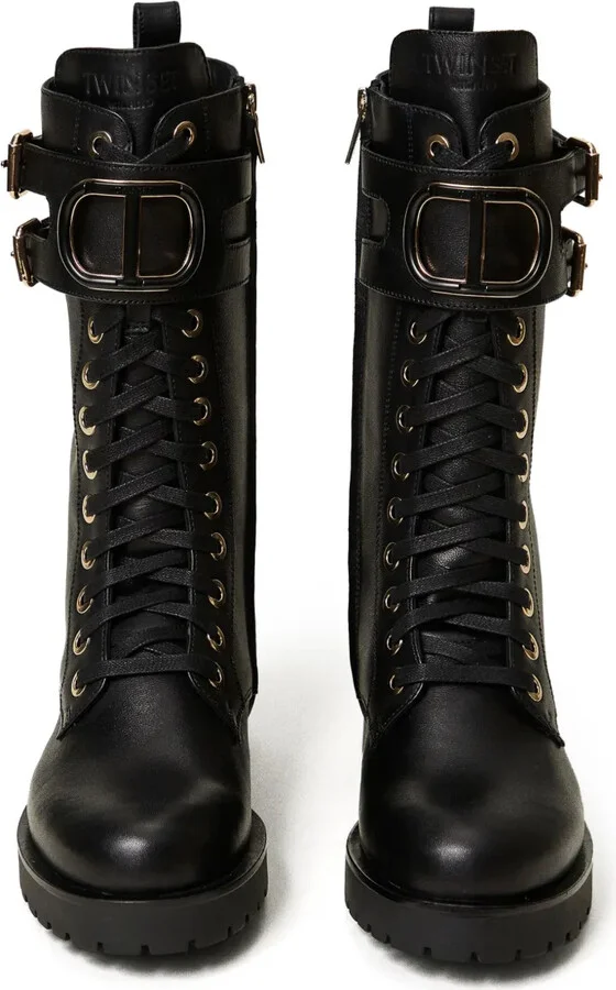 Oval T leather combat boots - Image 4