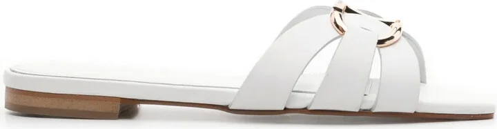 Oval T-plaque leather slides