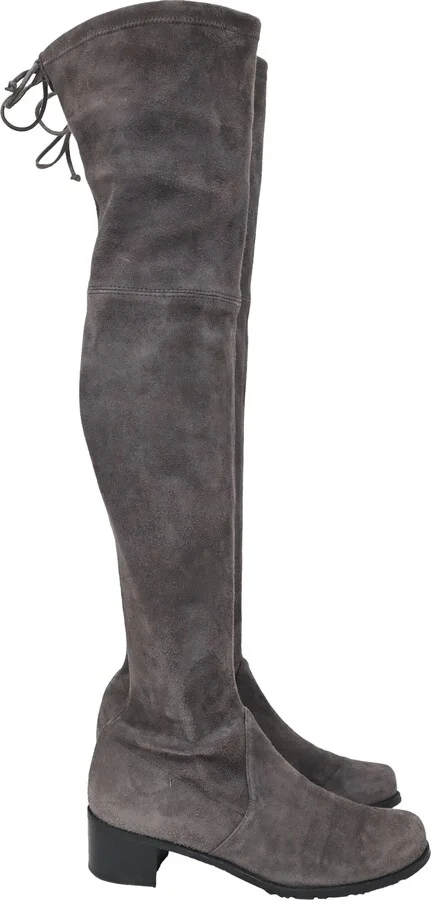 Over The Knee Boots in Grey Suede