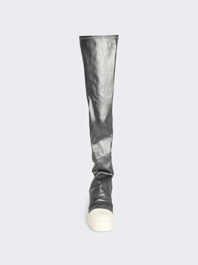 Over-the-knee Stocking Sneaks Gunmetal And Milk