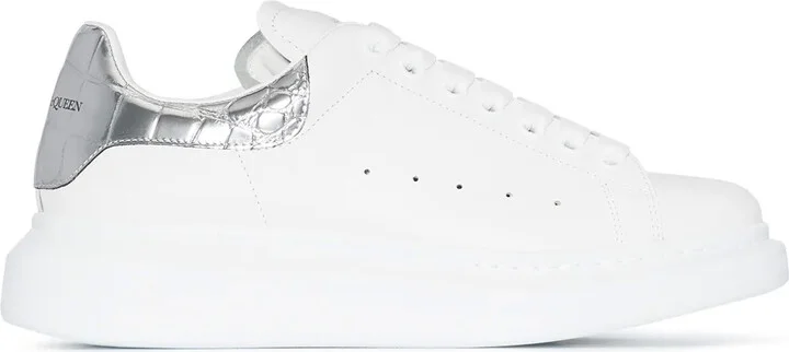 Oversized metallic leather sneakers