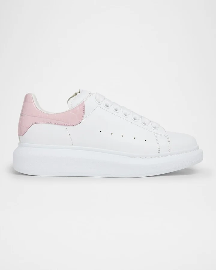 Oversized Snakeskin-Embossed Leather Sneakers
