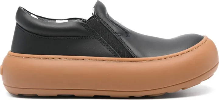 Oversized-Sole Leather Sneakers