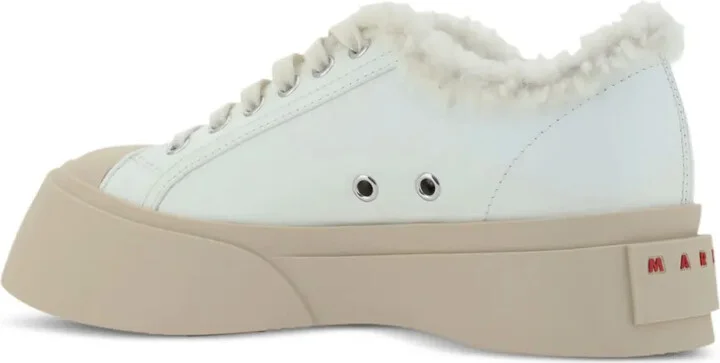 Pablo lace-up shearling-trim sneakers - Image 3