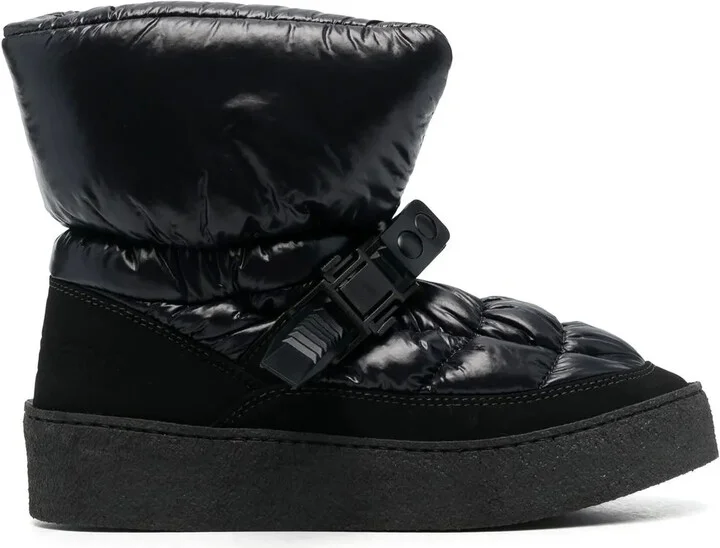 Padded Buckle-Fastening Boots