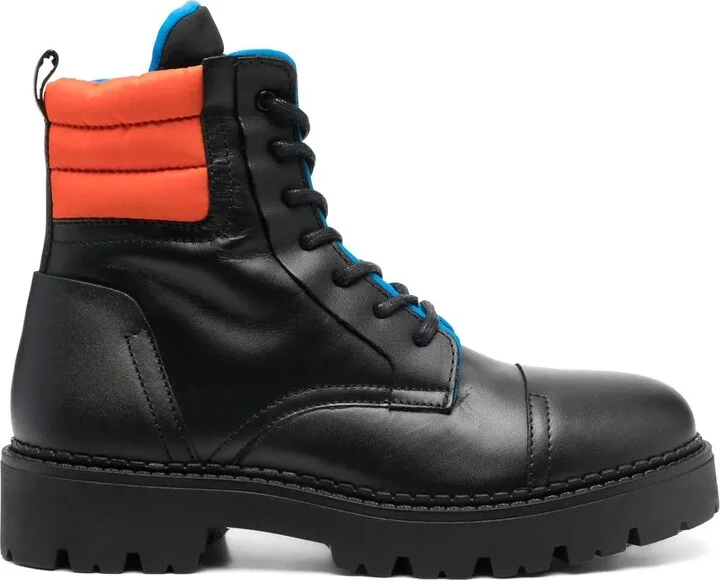 Padded-Detail Lace-Up Boots