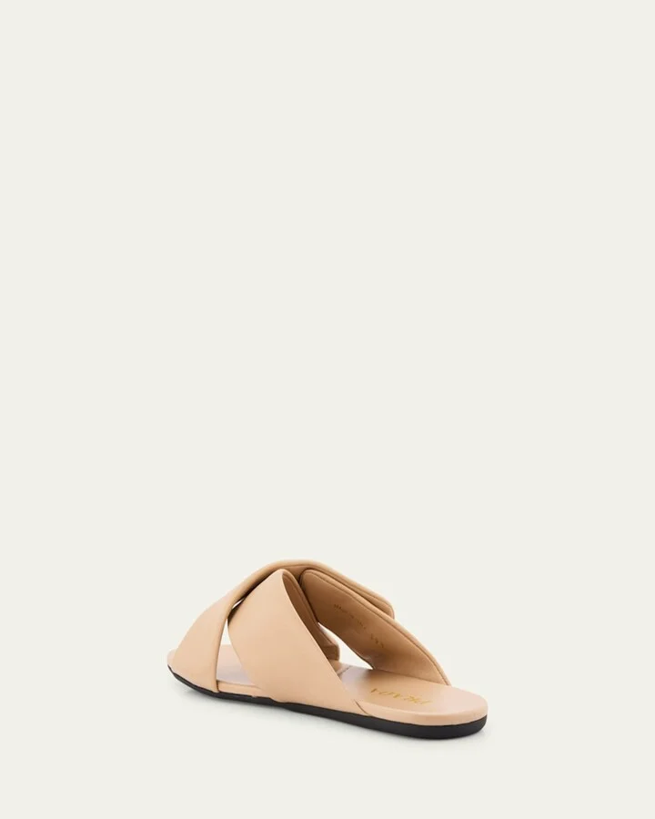 Padded Leather Crisscross Flat Sandals - Image 3