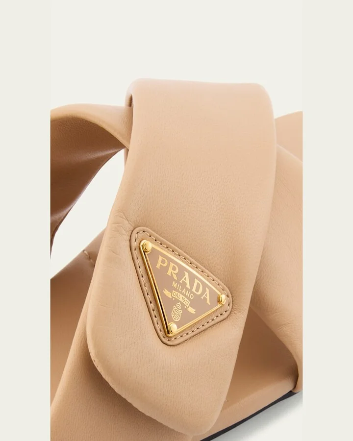 Padded Leather Crisscross Flat Sandals - Image 5