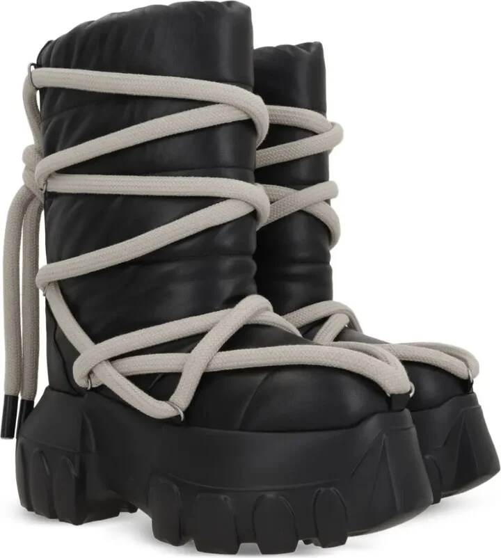 Padded Leather Lace-Up Boots - Image 2