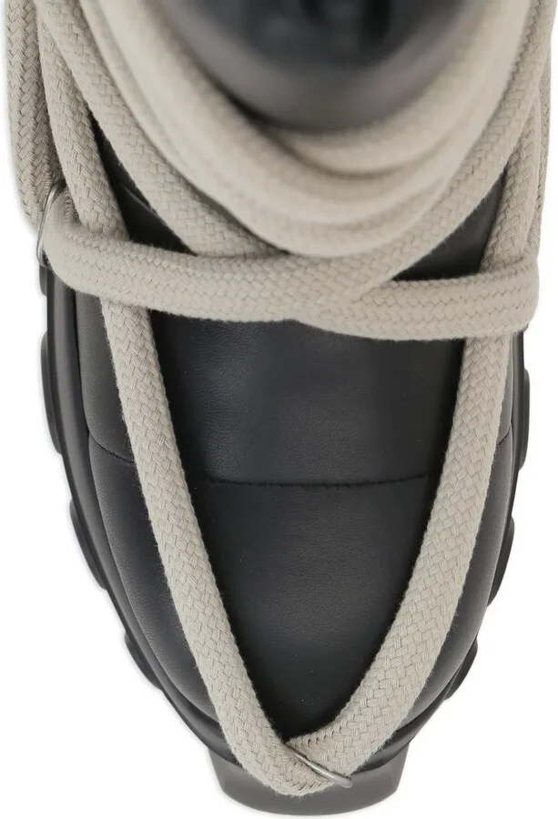 Padded Leather Lace-Up Boots - Image 4
