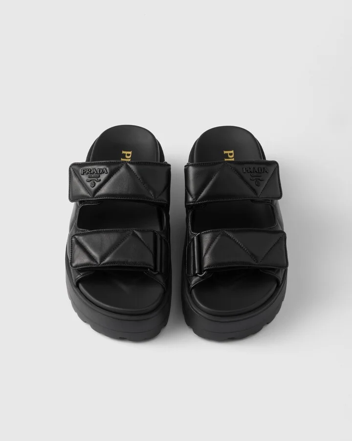Padded nappa leather slides - Image 3