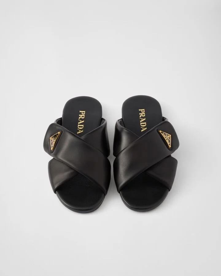 Padded nappa leather slides - Image 3