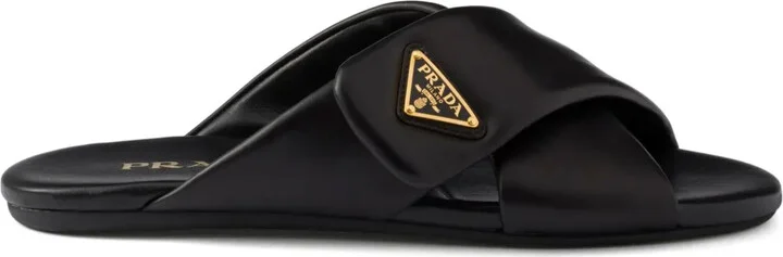 Padded nappa leather slides