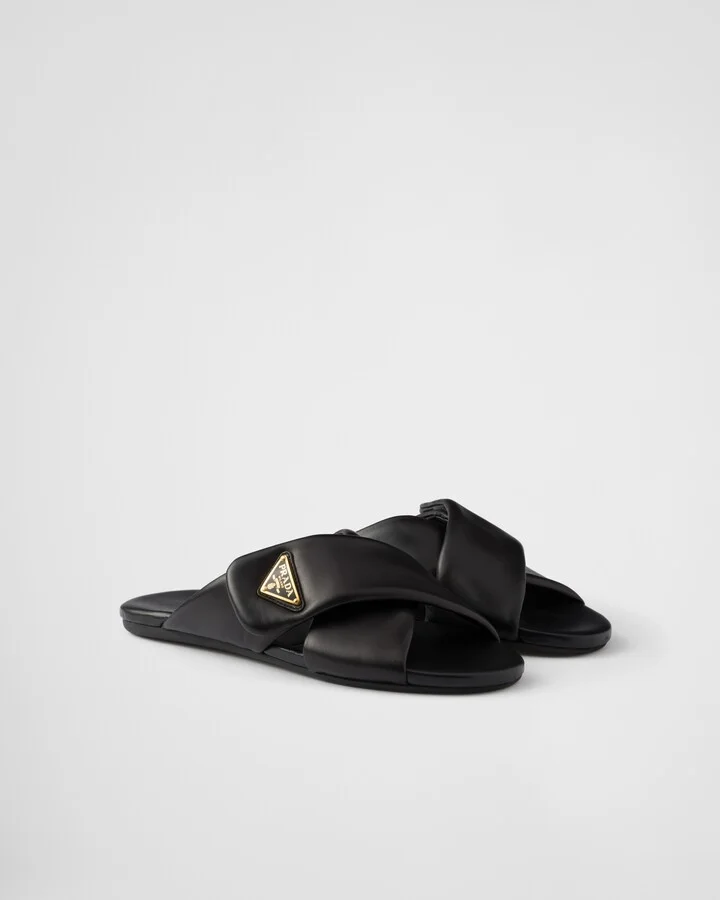 Padded nappa leather slides