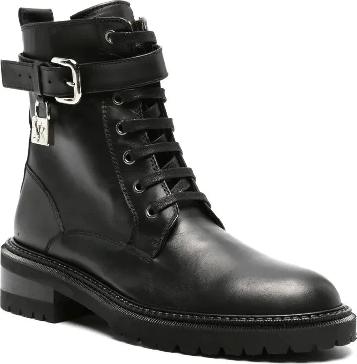 Padlock-Detail Military Boots - Image 2