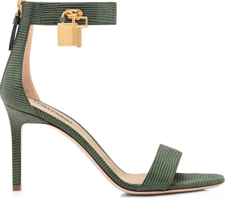 Padlock Lizard Embossed Ankle Strap Sandal - Image 2