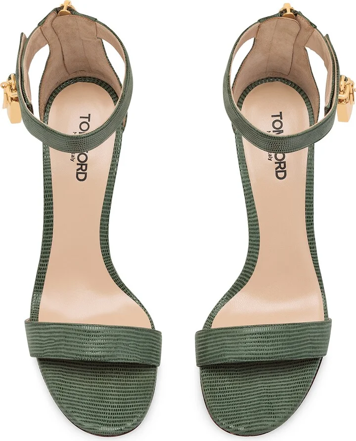 Padlock Lizard Embossed Ankle Strap Sandal - Image 3