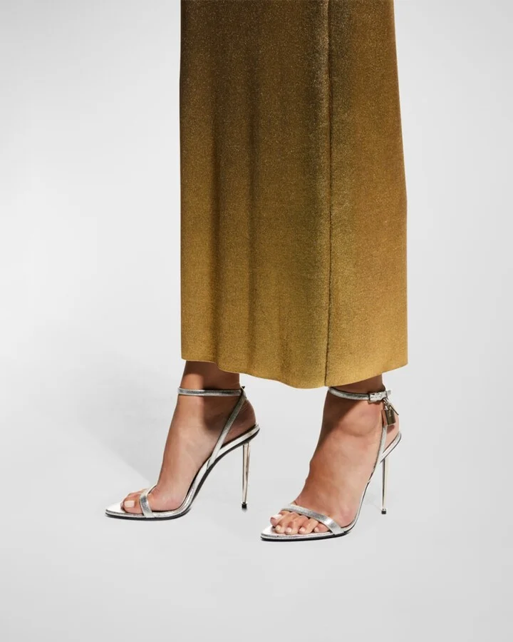 Padlock Metallic Stiletto Sandals - Image 7
