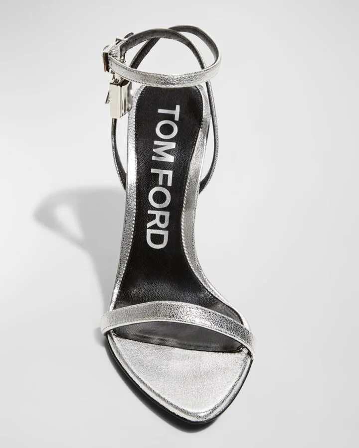 Padlock Metallic Stiletto Sandals - Image 8