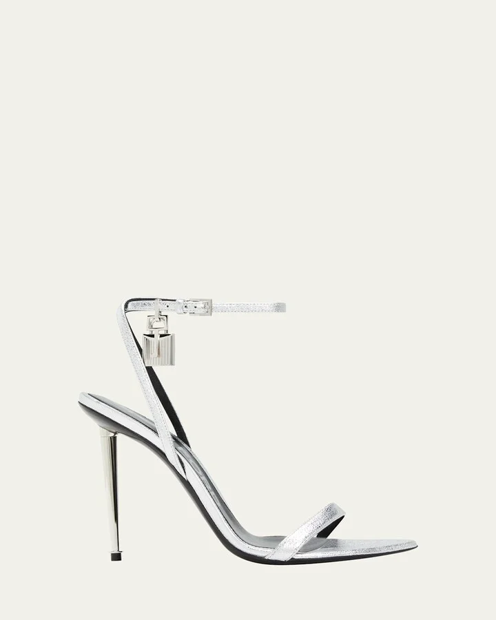 Padlock Metallic Stiletto Sandals