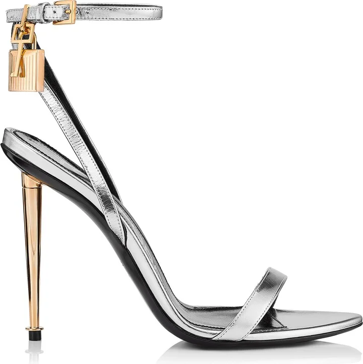 Padlock Naked Metallic Pointy Toe Sandal - Image 3