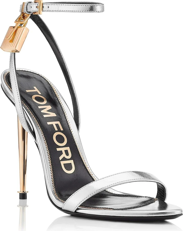 Padlock Naked Metallic Pointy Toe Sandal