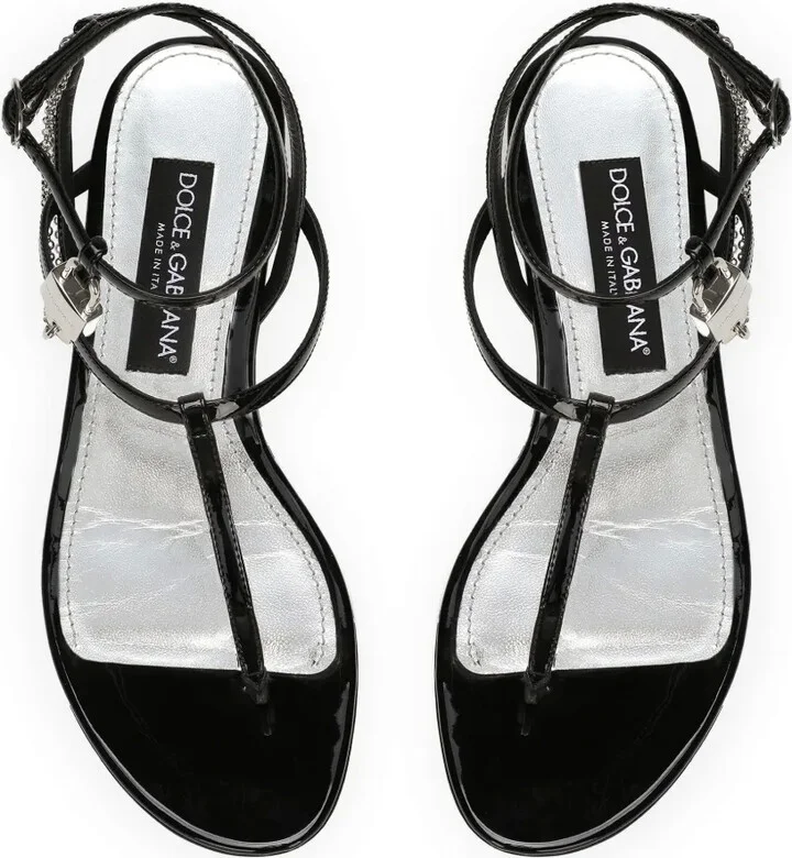 Padlock Patent-Leather Flat Sandals - Image 4