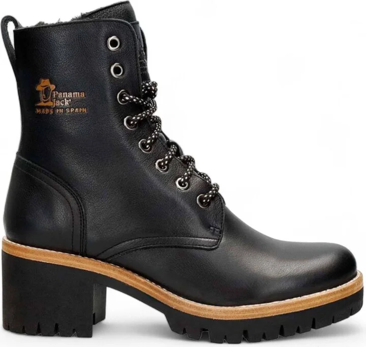 Padma B11 - Women's Black Block Heel Leather Ankle Boots