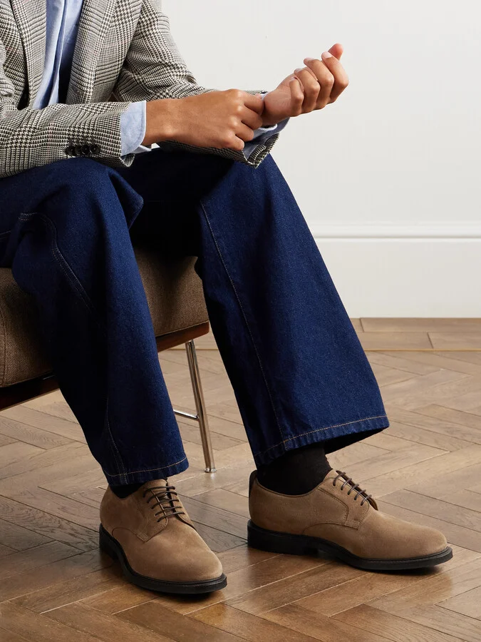 Padstow Suede Derby Shoes - Image 2