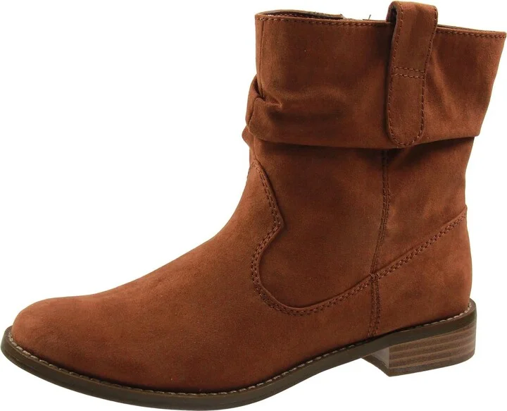 PAGEE Womens Zipper Faux Suede Ankle Boots