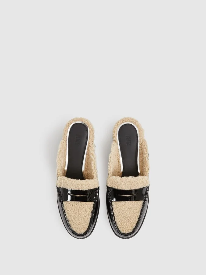 Paige Leather And Shearling Loafer Mules - Image 2