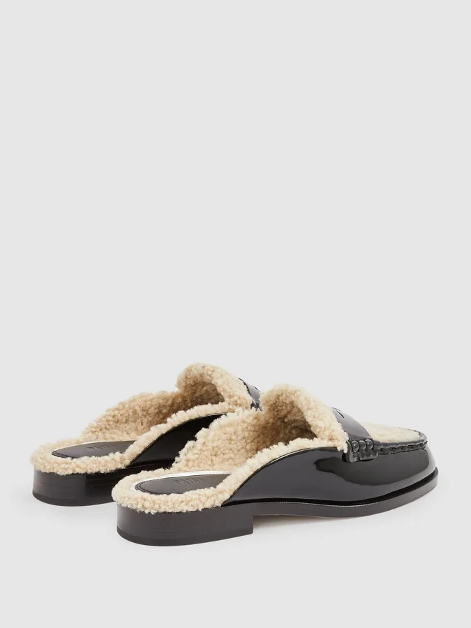 Paige Leather And Shearling Loafer Mules - Image 3