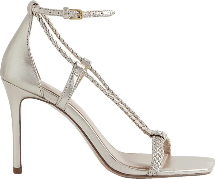 Paige Leather Plait Strap Heel Sandal