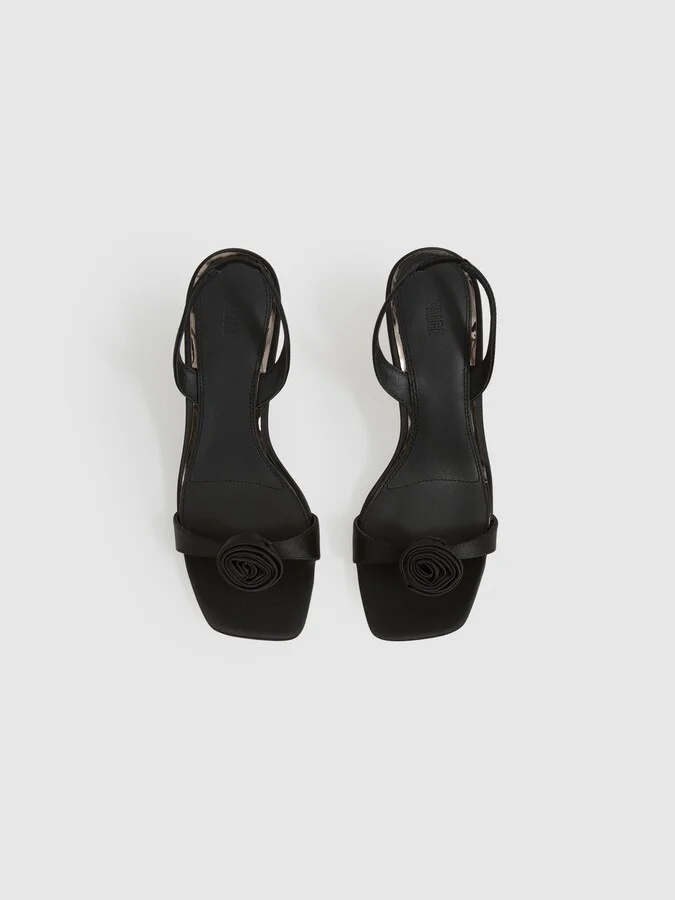 Paige Satin Rosette Sandals - Image 2