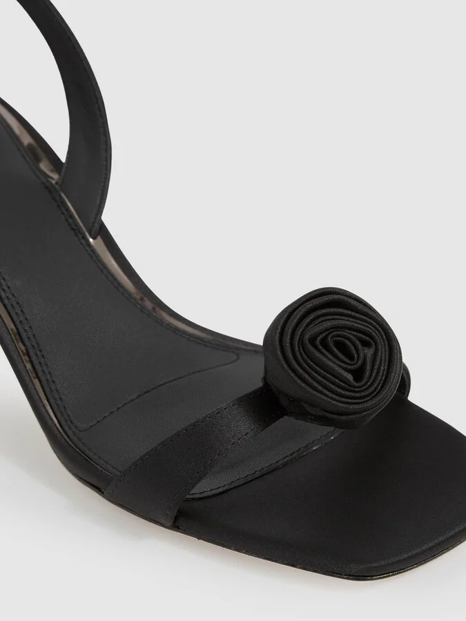 Paige Satin Rosette Sandals - Image 4